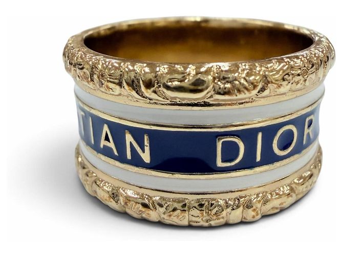 Christian Dior DIOR Ring mit Metall-Stern-Logo Weiß Golden Marineblau - Ansicht 5