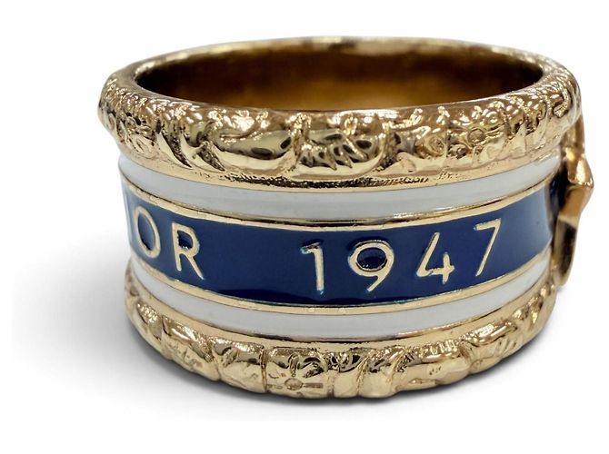 Christian Dior DIOR Ring mit Metall-Stern-Logo Weiß Golden Marineblau - Ansicht 6