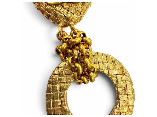 Orecchini a cerchio Chanel Vintage 29 Metal Coco Mark Chain D'oro - vista 6