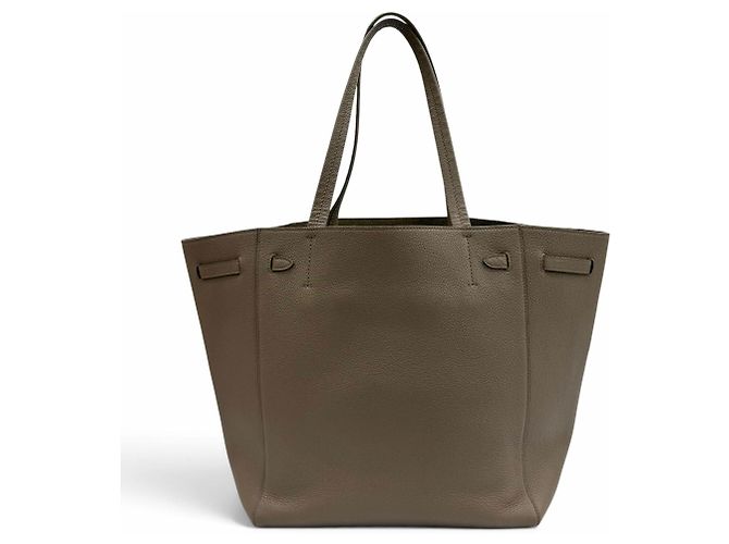 Céline Celine 18902 Cabas Phantom Small Taupe Logo Leather Tote Bag - vista 3