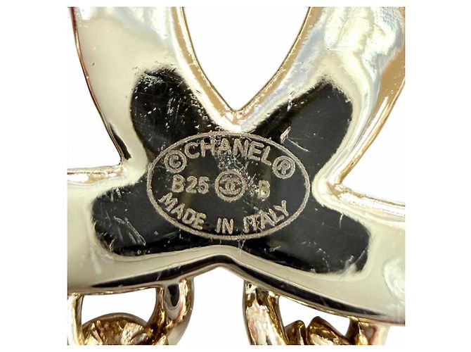 Spilla Chanel in metallo dorato Coco Mark Star con catena e strass D'oro - vista 6