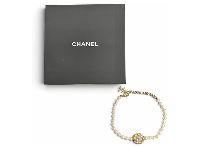 Chanel Coco Mark Perlen-Choker Halskette Golden - Ansicht 2