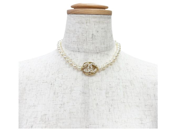 Chanel Coco Mark Perlen-Choker Halskette Golden - Ansicht 3