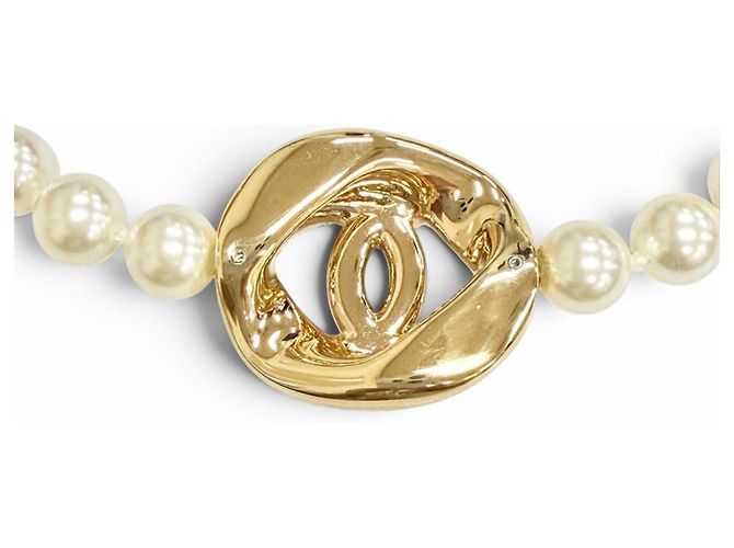 Chanel Coco Mark Perlen-Choker Halskette Golden - Ansicht 5