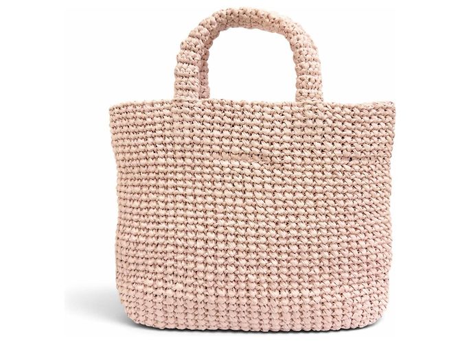 Prada Kleine Crochet-Raffia-Tote-Bag Schwarz Pink - Ansicht 2
