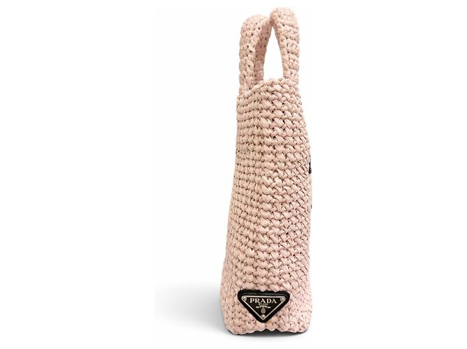 Prada Kleine Crochet-Raffia-Tote-Bag Schwarz Pink - Ansicht 3