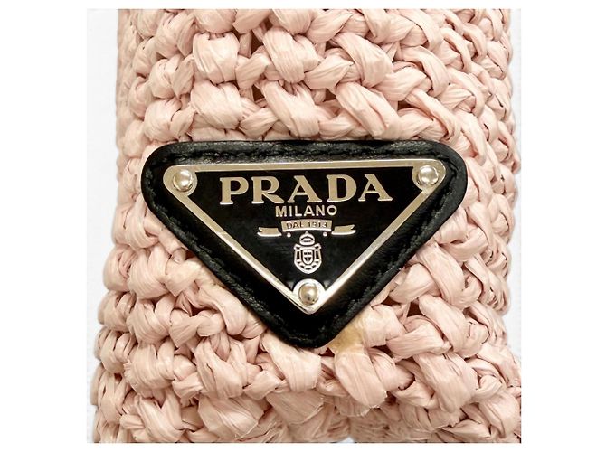 Prada Kleine Crochet-Raffia-Tote-Bag Schwarz Pink - Ansicht 8