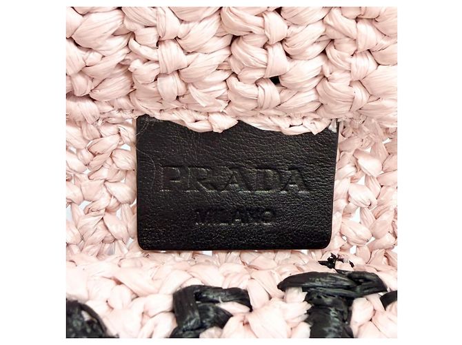 Prada Kleine Crochet-Raffia-Tote-Bag Schwarz Pink - Ansicht 9
