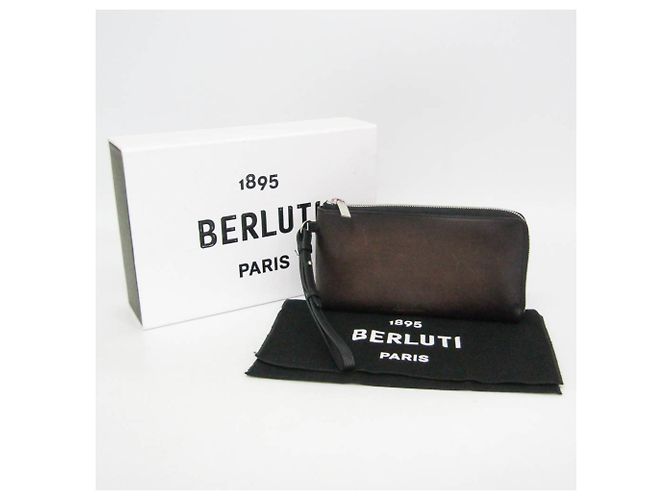 Berluti NINO Pochette piccola con zip a L Marrone scuro - vista 2