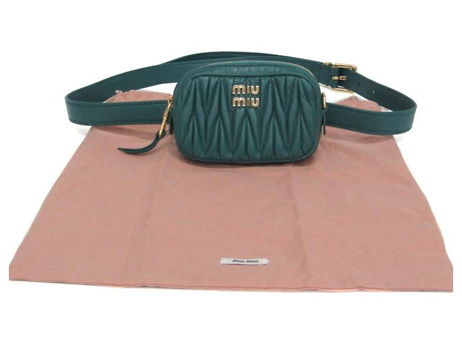Borsa cintura Miu Miu Matelassé Mini 5CC568 Verde - vista 2