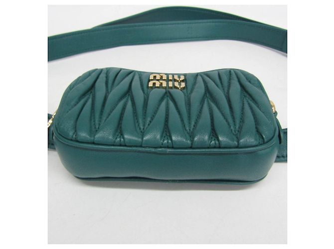 Borsa cintura Miu Miu Matelassé Mini 5CC568 Verde - vista 6