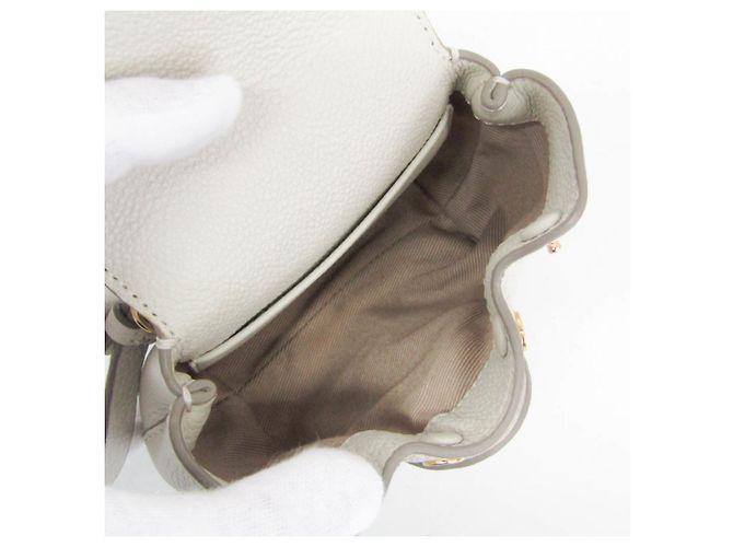 POLÈNE Numéro Un Micro Pochette in pelle da donna Bianco sporco - vista 3