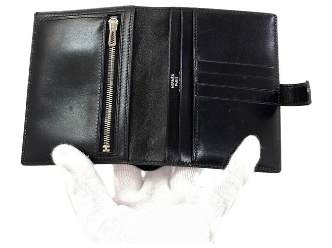 Hermès Portafoglio bi-fold Hermes Bearn Compact Nero - vista 4