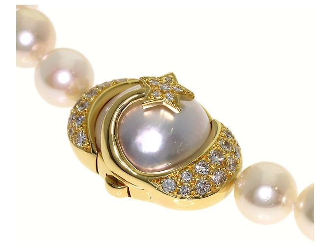 Chanel Comet Perlen-Diamant-Halskette Golden - Ansicht 3