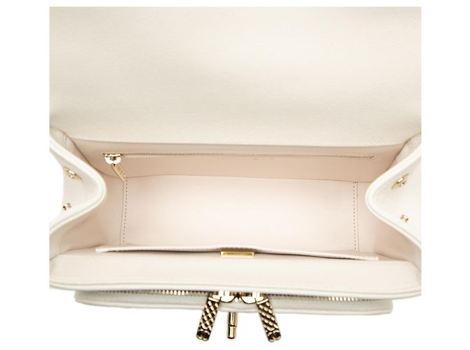 Chanel White Medium Quilted Caviar Business Affinity Top Handle Flap Bianco - vista 4