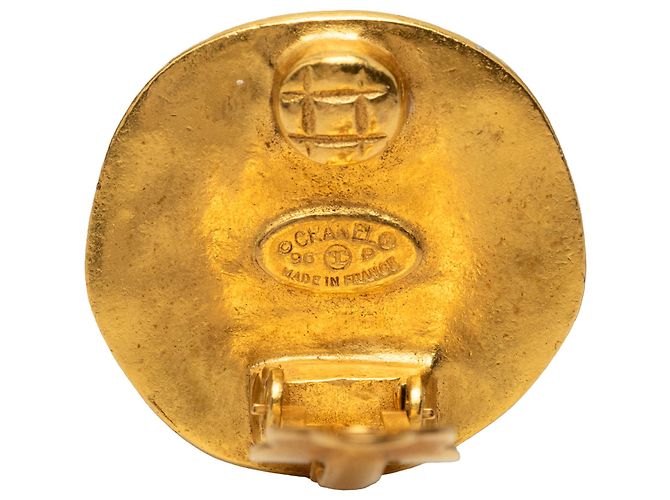 Orecchini a clip rotondi Chanel Gold CC placcati oro D'oro - vista 3