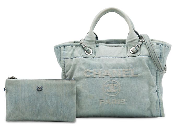 Borsa tote Deauville Small in denim blu Chanel Blu chiaro - vista 7