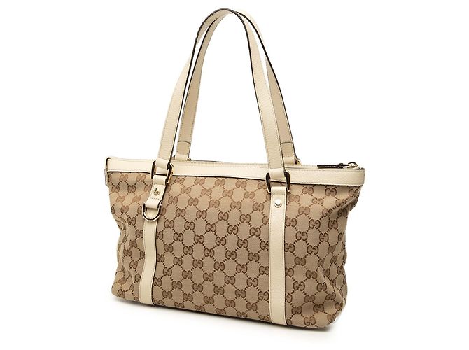 Gucci Abbey D Ring Tote aus beigem GG Canvas - Ansicht 2