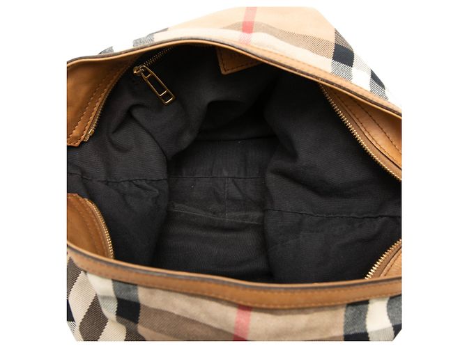 Burberry Beige Medium House Check Canvas Ashwood Hobo - view 4