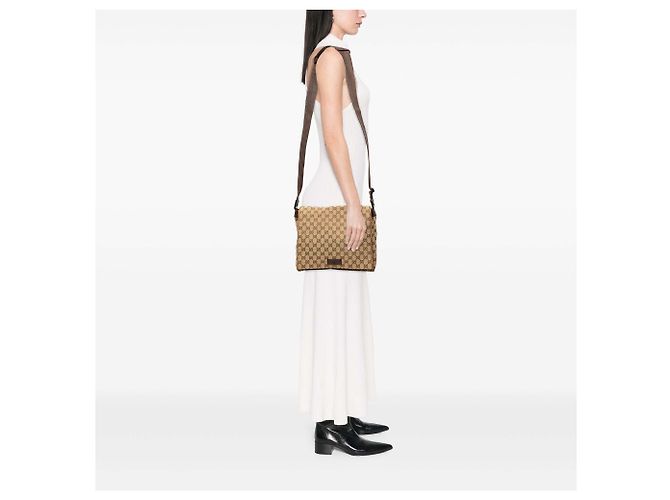 Borsa a tracolla Gucci in tela GG beige - vista 6