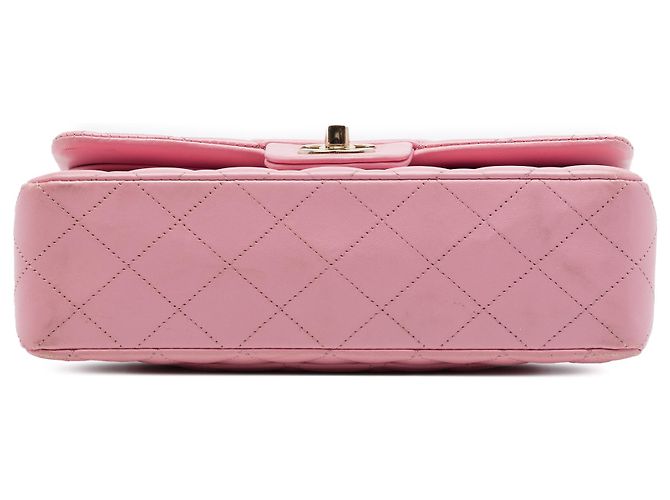 Chanel Pink Small Classic Lambskin Double Flap Rosa - vista 3
