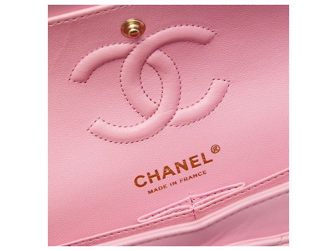 Chanel Pink Small Classic Lambskin Double Flap Rosa - vista 5
