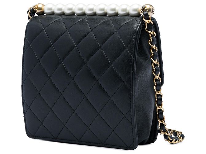 Chanel Black Small Quilted Goatskin Chic Pearls Flap Nero - vista 2