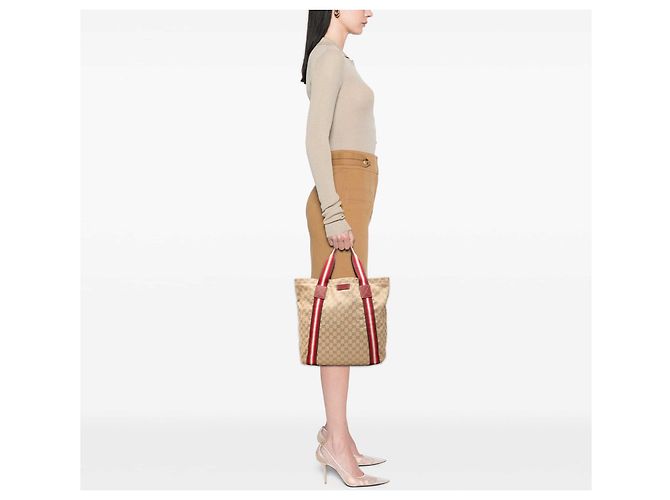 Tote Gucci Beige GG Canvas Web - vista 7