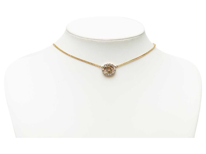 Collana Dior Gold Plated Strass CD Logo Pendant D'oro - vista 6