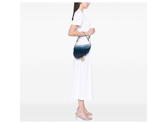 Borsa Saddle Dior in vitello sfumato blu Blu navy - vista 6