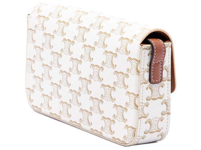 Céline Borsa a tracolla Claude in tela rivestita Triomphe bianca Celine Bianco - vista 2