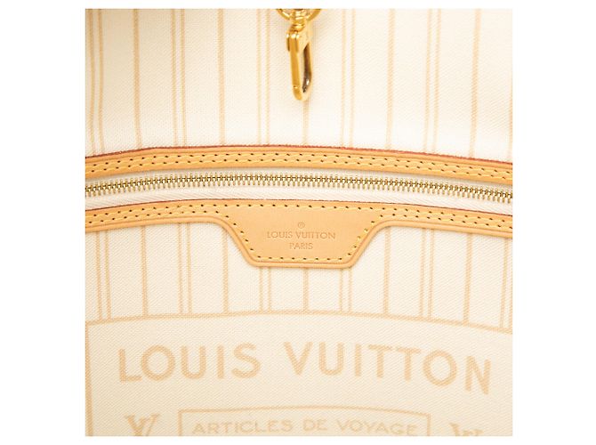 Louis Vuitton White Damier Azur Neverfull MM Bianco - vista 5