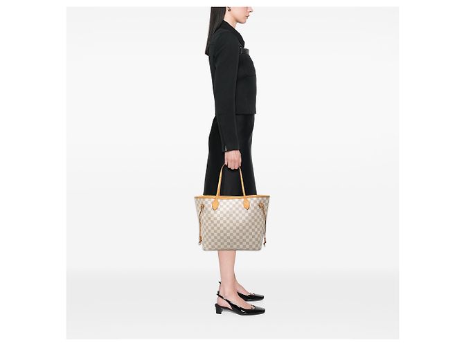 Louis Vuitton White Damier Azur Neverfull MM Bianco - vista 6