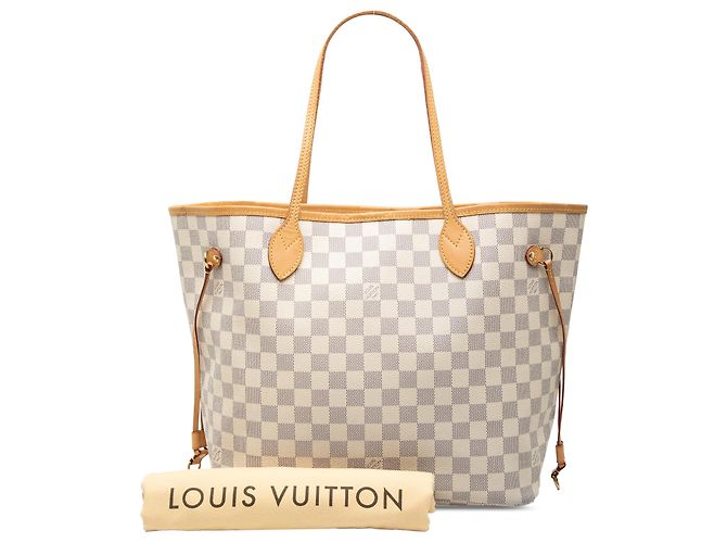 Louis Vuitton White Damier Azur Neverfull MM Bianco - vista 7