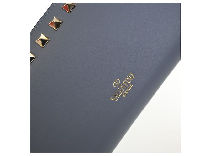 Valentino Blue Leather Rockstud Zip Around Long Wallet - view 9