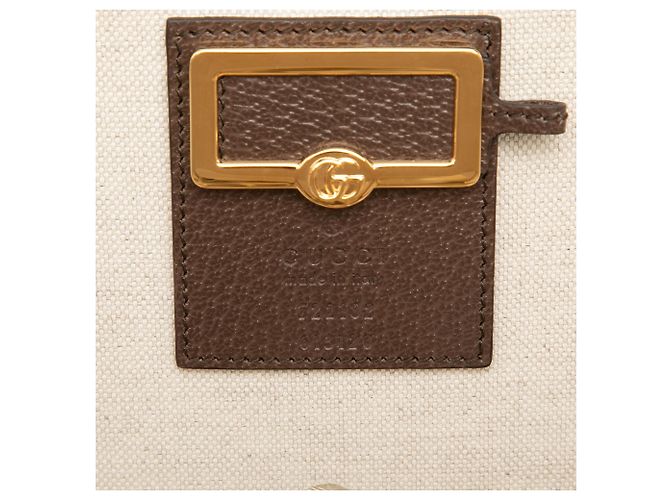 Bolso redondo Gucci de lona GG beige con banda Web y Flora - vista 5