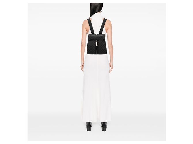 Gucci Black GG Canvas Jackie Backpack - view 6
