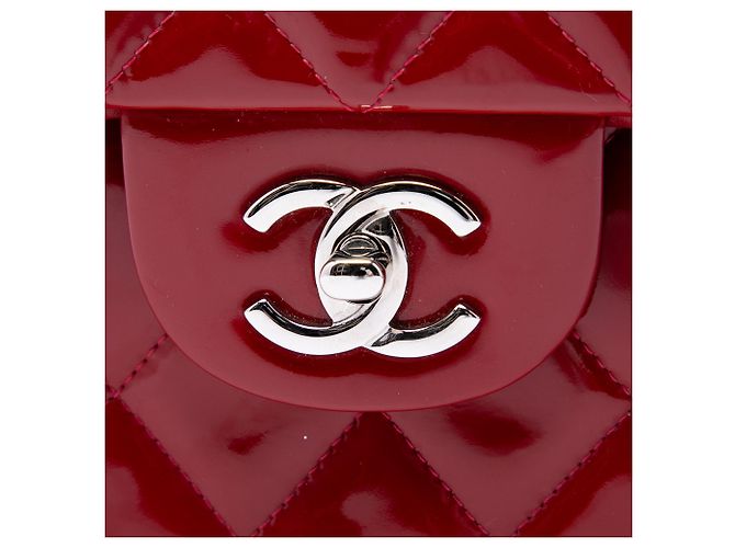 Chanel Red Jumbo Classic Patent Double Flap Rosso - vista 5