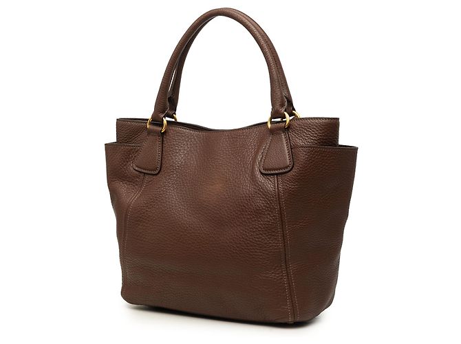 Borsa tote convertibile Prada in Vitello Daino marrone con tasca laterale Marrone scuro - vista 2