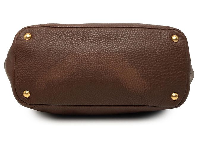 Borsa tote convertibile Prada in Vitello Daino marrone con tasca laterale Marrone scuro - vista 3