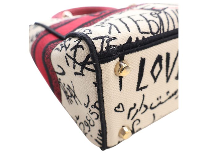 Dior White DiorAmour Medium Embroidered Canvas Graffiti Lady D Lite Bianco - vista 11