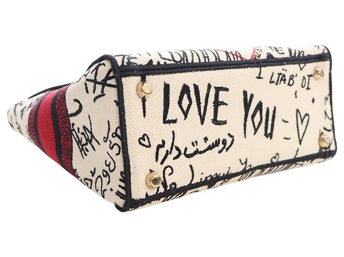 Dior White DiorAmour Medium Embroidered Canvas Graffiti Lady D Lite Bianco - vista 12