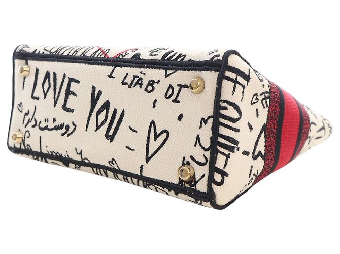 Dior White DiorAmour Medium Embroidered Canvas Graffiti Lady D Lite Bianco - vista 13