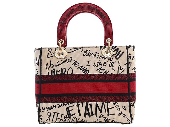 Dior White DiorAmour Medium Embroidered Canvas Graffiti Lady D Lite Bianco - vista 2