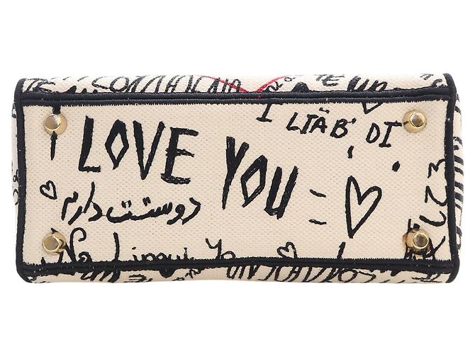 Dior White DiorAmour Medium Embroidered Canvas Graffiti Lady D Lite Bianco - vista 3