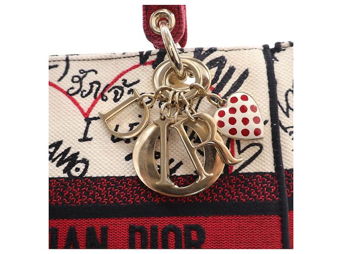 Dior White DiorAmour Medium Embroidered Canvas Graffiti Lady D Lite Bianco - vista 5