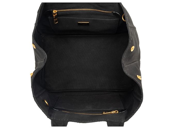 Tote bag Prada in tela Canapa logo nera Nero - vista 4