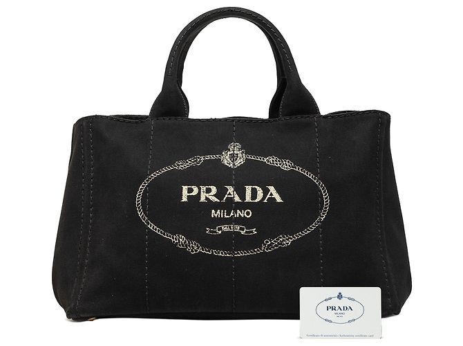 Tote bag Prada in tela Canapa logo nera Nero - vista 7