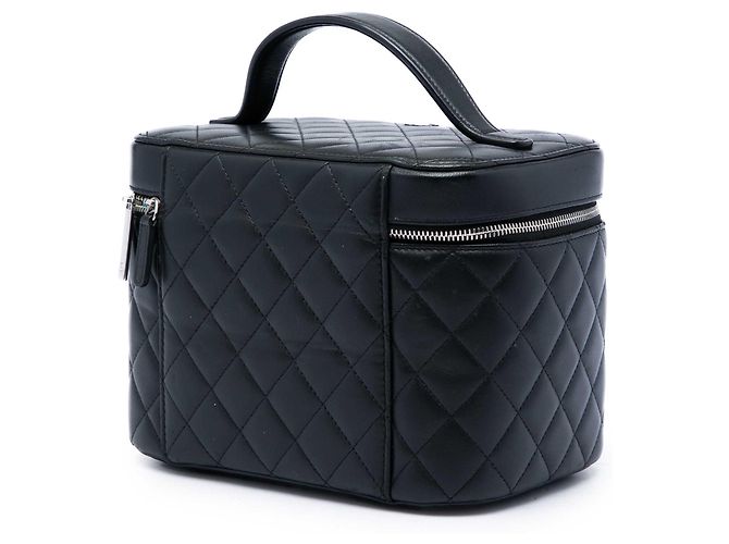 Borsa Vanity Chanel in pelle d'agnello matelassé nera con logo CC Nero - vista 2