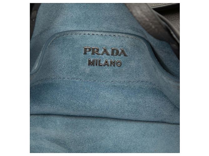 Tote Prada in vitello Glace Grigio Etiquette Marrone Grigio antracite - vista 5